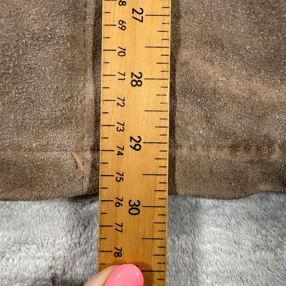 Robert Lewis Jacket Women 42 Brown Vintage 70s Suede Parka Hooded Shearling - Picture 12 of 14